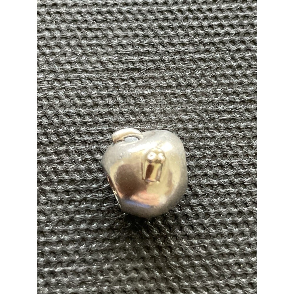 retired Pandora "Apple with Worm" charm ALE 925 Sterling Silver Gold Accent